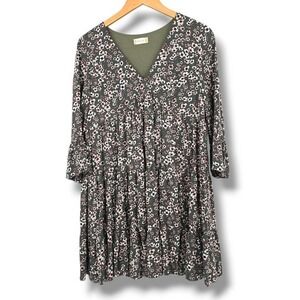 Altar'd State Floral Print‎ Dress Tiered Flare Sleeve Mini Dress Casual Green M